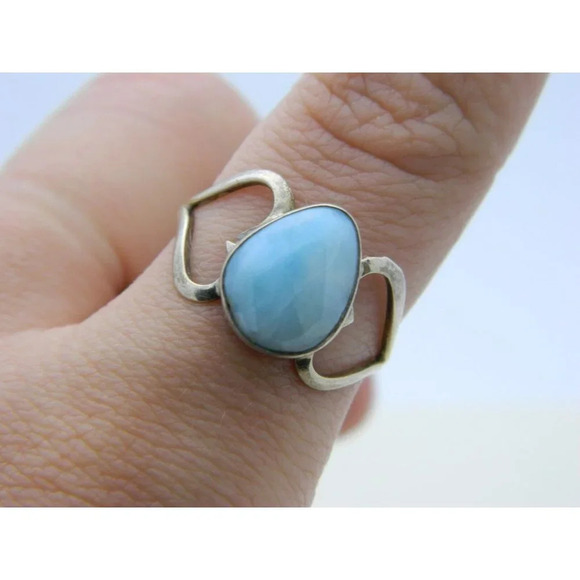 VTG .925 Sterling Silver Larimar Modernist Ring 8.25 - Picture 6 of 8